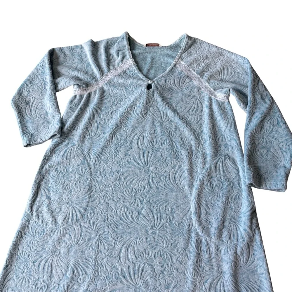 Soft Surroundings Floral Chenille House/Sleep Dress Size Med Maxi Length Pockets